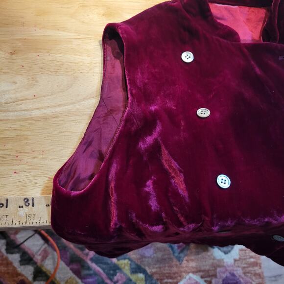 Vintage Red Velvet Double-Breasted Vest - Picture 7 of 7